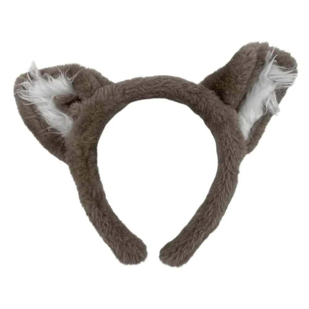 Great Wolf Lodge Ears Faux Fur Headband Gray Kids Youth Halloween Animal Logo